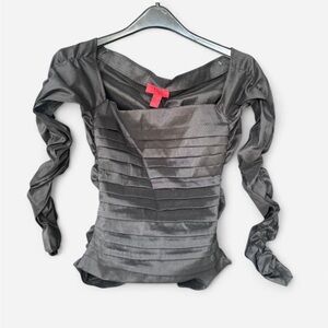 JS Boutique Black Satin Dress Top with Red Logo Tag